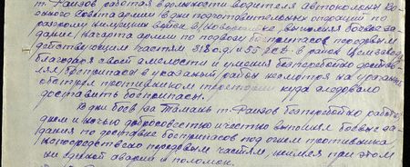 т. Раизов, работая в должности водителя автоколонны Военного Совета армии, в дни подготовительных операций по разгрому немецких войск в Новороссийске, выполняя боевые задания начарта армии по подвозу боеприпасов передовым действующим частям 318 с.д. и 55 ГСД в районе Цемзавода, благодаря своей смелости и умению бесперебойно доставлял боеприпасы в указанный район, несмотря на ураганный обстрел противником территории, куда следовало доставить боеприпасы. В дни боёв за Тамань т. Раизов бесперебойно работал днём и ночью, добросовестно и честно выполняя боевые задания по доставке боеприпасов под огнём противника непосредственно передовым частям, не имея при этом ни единой аварии и поломок...