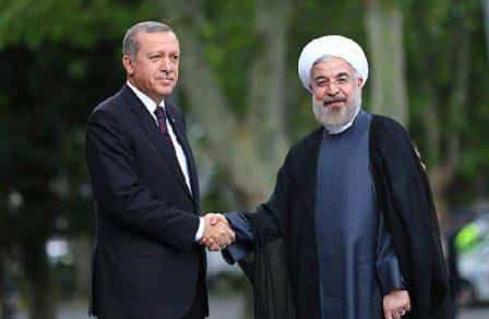 Президенты Турции и Ирана Реджеп Тайип Эрдоган и Хасан Рухани