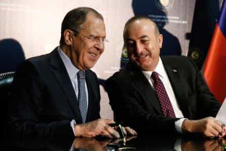 Министры иностранных дел России и Турции Сергей Лавров и Мевлют Чавушоглу
