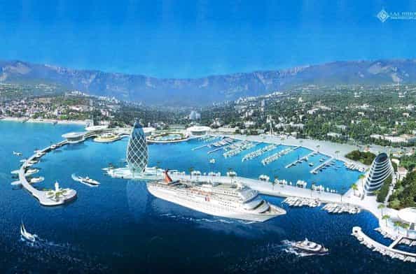 Вид на новый туристический комплекс Порт Ялта&raquo; с высоты птичьего полета