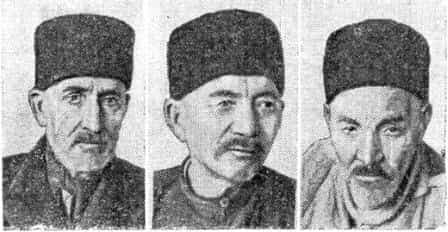 Крымскотатарские кедаи: (слева направо) Дж. Шерфедин, Исмаил Салет, Бекмамбет Кулмамбет